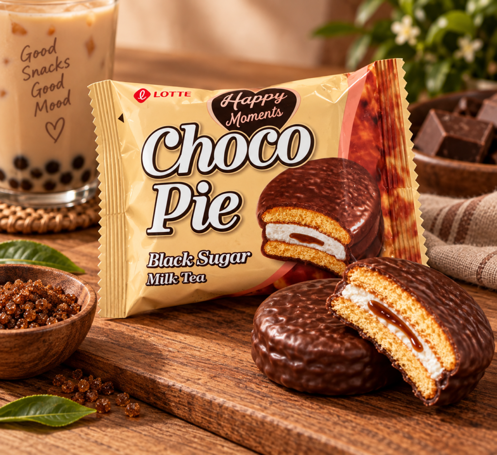 Choco Pie sabor azúcar morena y té con leche